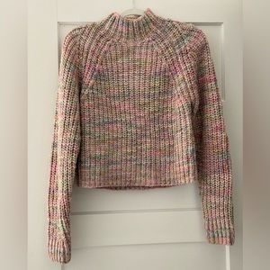 Aritzia Wilfred Free Retrograde Mockneck Pastel Rainbow Cropped Sweater - Size L
